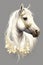 Portrait Arabian white Horse with Flowers, Luxury Art. Poster Generative AI