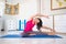 Portrait Asain young girl doing Yoga at home