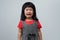 Portrait of Asian angry, sad and cry little girl on white isolated background, The emotion of a child when tantrum and mad,