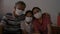 Portrait of a asian family wearing protective mask in quarantine to prevent from coronavirus.