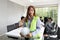 Portrait of Asian female contractor engineer in meeting room. at