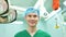 Portrait of Asian surgeon with medical mask standing in operation theater at a hospital. Team of Professional surgeons. Healthcare