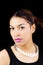 Portrait Attractive Hispanic Woman Necklace Black Background
