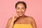 Portrait Of Attractive Obese Black Woman Posing Over Pink Background