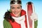 Portrait of attractive woman with red ski