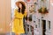 Portrait of attractive woman in summer dress with straw hat travelling Europe, Switzerland