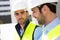 Portrait of an attractive worker on a construction site