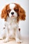 Portrait of awesome Cavalier King Charles Spaniel dog looking at side, pacified calm pet