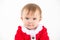 Portrait of a baby disguised as santa claus