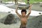 Portrait of Bangladeshi boy working in gravel pit