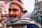 Portrait of an bearded Indian passer on the crowded indian street