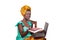 Portrait of a beautiful african businesswoman presenting notebook, smiling