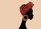 Portrait beautiful African woman. Shenbolen Ankara Headwrap Women Afro Traditional Headtie Scarf Turban. Colorful Kente turban