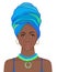 Portrait of beautiful African woman in turban. Tribal style fashion.