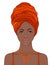 Portrait of beautiful African woman in turban. Tribal style fashion.