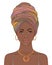 Portrait of beautiful African woman in turban. Tribal style fashion.