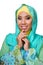 Portrait of beautiful asian muslimah woman isolated