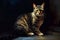 Portrait of a beautiful bengal cat on a dark background