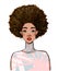 Portrait of a beautiful black woman model. Modern afro american girl with curly hair. Vector illustration isolated on a