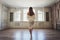 Portrait of a beautiful blonde bride in the interior. Morning young bride in a bathrobe. Wedding photography. Smiling