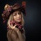 Portrait of  beautiful caucasian blonde woman with grapes
