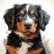 Portrait of a Beautiful Cute Bernese Mountain Dog Puppy extreme closeup. Generative AI