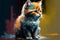 Portrait of a beautiful digital painting of a little cat. AI generated