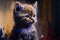 Portrait of a beautiful digital painting of a little cat. AI generated