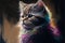 Portrait of a beautiful digital painting of a little cat. AI generated