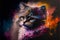 Portrait of a beautiful digital painting of a little cat. AI generated