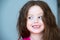 Portrait of a beautiful girl 4-5 years old. Beautiful, healthy, natural hair of dark chestnut color