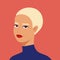 Portrait of a beautiful half turn woman. Young blonde girl with short hair. Fashion and beauty. Female. Avatar