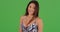 Portrait of beautiful Latina female on green screen