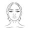 Portrait of a beautiful Mexican woman, sketch, line drawing. Women\\\'s look. Beauty logo, illustration