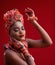 Portrait of beautiful nigerian woman in traditional costume