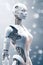 Portrait of beautiful porcelain white female android robot.AI generated