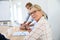 Portrait of beautiful senior woman attending class