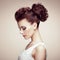 Portrait of beautiful sensual woman with elegant hairstyle. Per