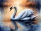 A portrait of a beautiful white swan swimming in a lake, wallart, animal creatures, ink elements, a painting