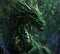 portrait of beautiful wisdom forest green dragon. close up. 2024 year chinise symbol. New year concept. AI generated