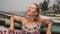 Portrait of a beautiful woman in ethnic dress on a beach in Asia