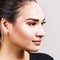 Portrait of beautiful woman with vitiligo in black t-shirt.