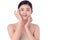 Portrait beautiful young asian woman clean fresh bare skin concept. Asian girl beauty face skincare and health wellness