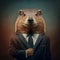 Portrait of a beaver dressed in a formal business suit