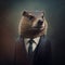 Portrait of a beaver dressed in a formal business suit