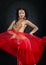 Portrait of belly dancer in red costume