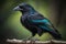 Portrait of Black-crested Corvus corvus. generative ai