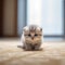 Portrait of a blue Scottish Fold kitten looking at the camera. Portrait of a cute little Scottish fold kitty with sleek gray fur