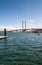 Portrait of Bolte bridge with its pylons over Yarra River, Melbourne, Australia