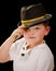 Portrait of boy wearing fedora